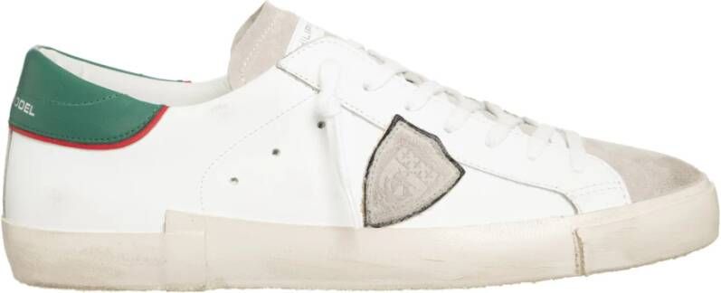 Philippe Model Witte lage sneakers met gebruikte behandeling en gekleurde randen White Heren