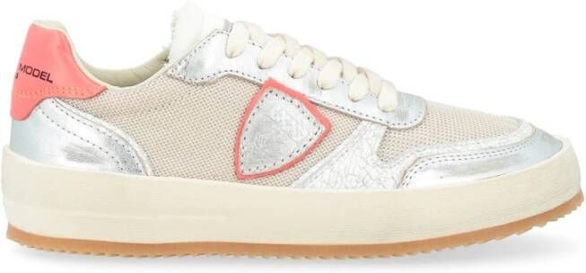 Philippe Model Vintage Basketbalstijl Sneaker Zilver Roze Multicolor Dames