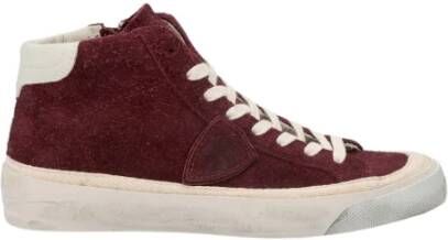Philippe Model Vintage Bordeaux Leren Sneakers Rood Dames