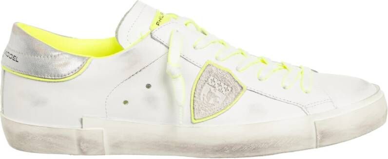 Philippe Model Vintage Distressed Lace-Up Sneakers White Heren