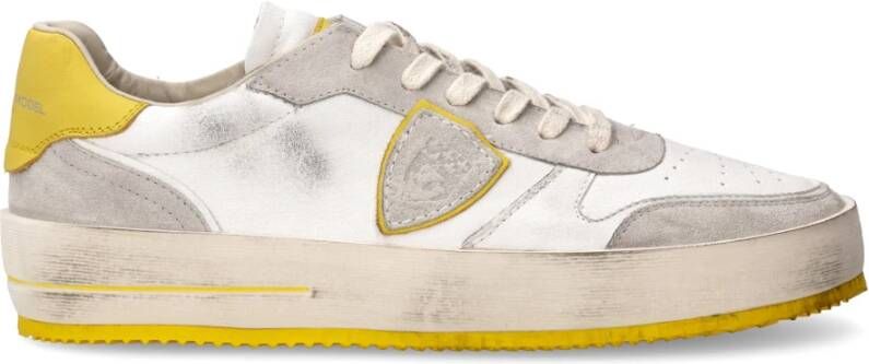 Philippe Model Vintage-geïnspireerde lage sneaker in het wit Multicolor Heren