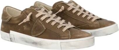 Philippe Model Vintage legergroene leren sneakers Bruin Heren