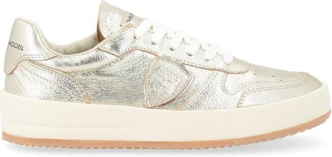 Philippe Model Vintage Leren Sneaker in Platina Yellow Dames