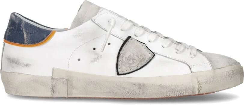 Philippe Model Vintage Leren Sneaker met Suède Neus White Heren