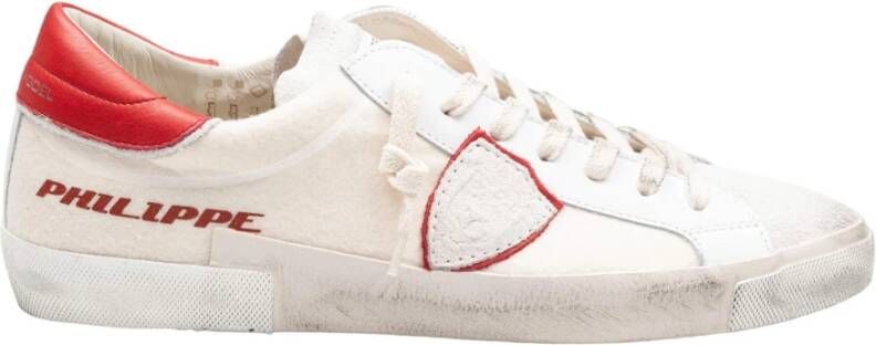 Philippe Model Vintage Rode Leren Sneakers