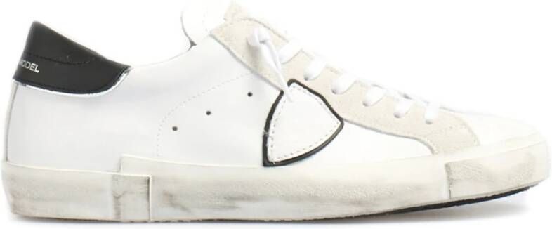 Philippe Model Witte Leren Sneakers met Contrasterende Hiel White Heren