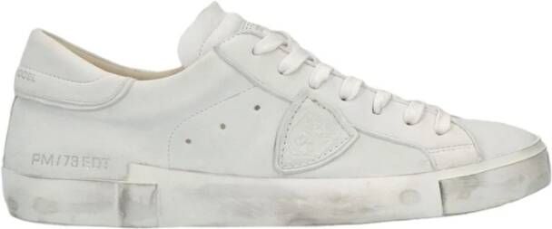 Philippe Model Vintage Witte Leren Sneakers Wit Heren