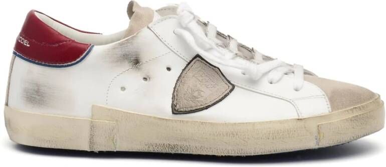 Philippe Model Wit en Bordeaux Leren Sneakers White Heren