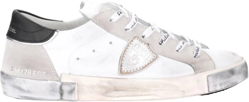 Philippe Model Paris X Sneaker van leer en wit suède met zwarte spoiler Wit - Foto 4