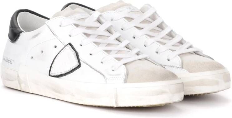 Philippe Model Witte Leren Sneakers met Iconisch Zij Schild White Heren