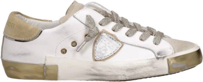 Philippe Model Witte en gouden leren sneakers