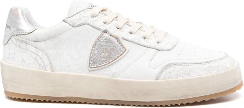 Philippe Model Witte Front Lace Sneakers met Logo