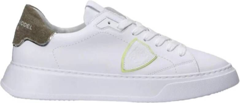 Philippe Model Witte Lage Sneakers met Bovenwerk van Kalfsleer White Heren