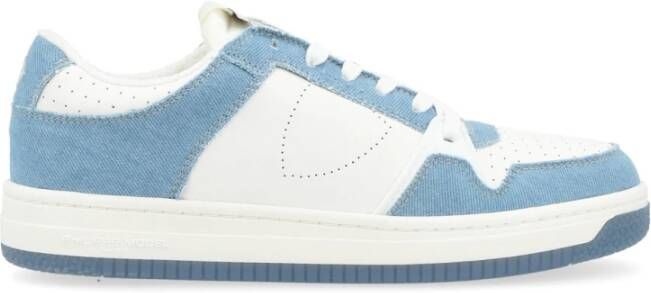 Philippe Model Witte leren en denim sneakers Blue Heren
