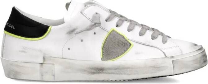 Philippe Model Witte Leren en Stoffen Sneakers