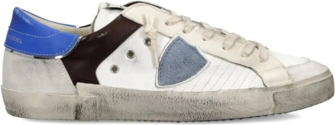 Philippe Model Witte Leren en Stoffen Sneakers