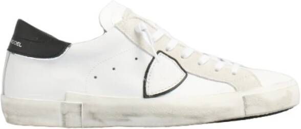 Philippe Model Witte leren sneakers met contrasterende hiel White Heren