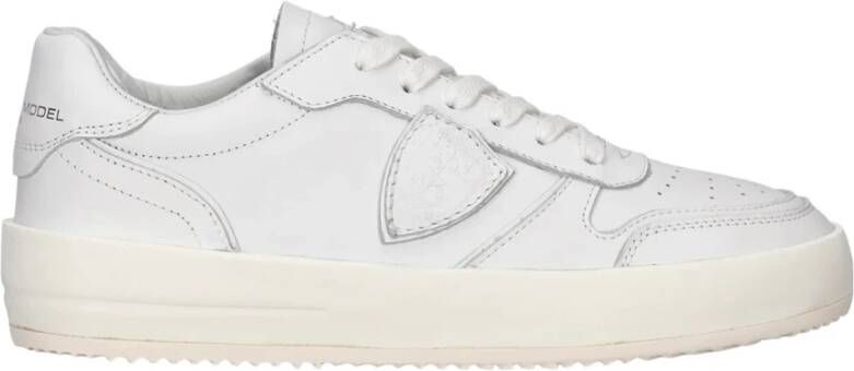 Philippe Model Witte Leren Lage Sneakers White Heren