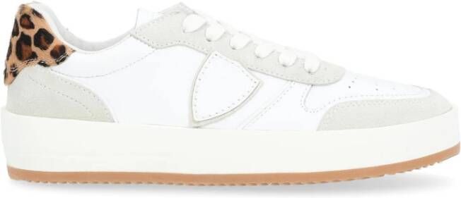 Philippe Model Witte Leren Sneaker met Dierenprint White Dames