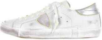 Philippe Model Vintage Distressed Lace-Up Sneakers White Heren