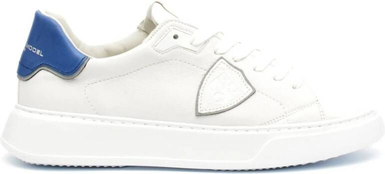 Philippe Model Witte Leren Sneakers met Blauw Detail White Heren