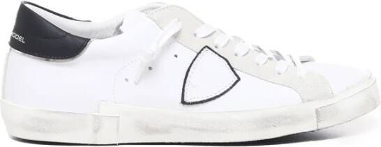 Philippe Model Witte leren sneakers met contrasterende hiel White Heren
