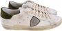 Philippe Model Witte leren sneakers met grijs logo en groene suède spoiler - Thumbnail 1