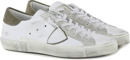 Philippe Model Sneakers met Vintage-effect van Kalfsleer en Suède White Heren