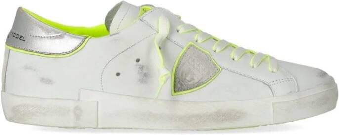 Philippe Model Witte Neon Gele Lage Sneaker White Heren