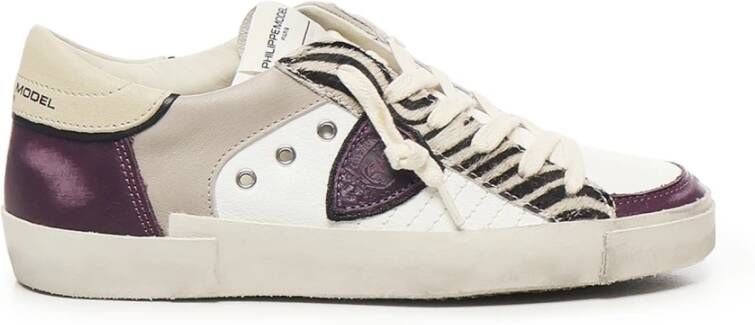 Philippe Model Witte Paarse Sneakers met Logodetails - Foto 2
