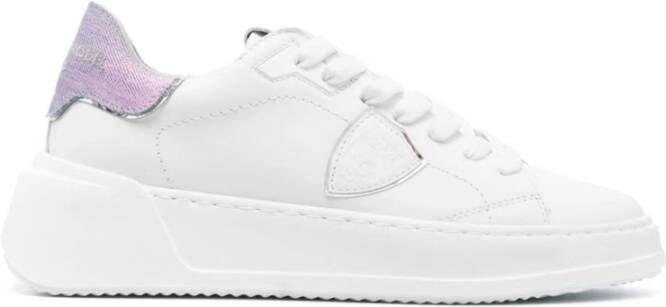 Philippe Model Witte+Lichtblauwe Sneakers met Metallic Accenten White Dames