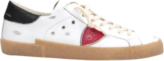 Philippe Model Witte Sneakers Leder Katoen Rubber Zool Multicolor Heren