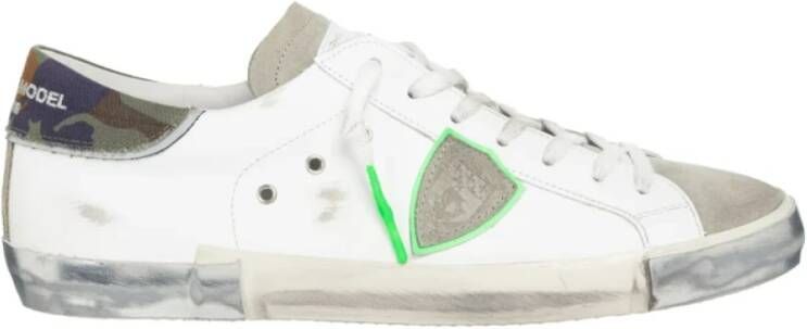 Philippe Model Witte Sneakers met Fluorescerende Piping Multicolor Heren