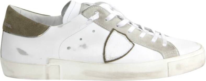 Philippe Model Sneakers met Vintage-effect van Kalfsleer en Suède White Heren