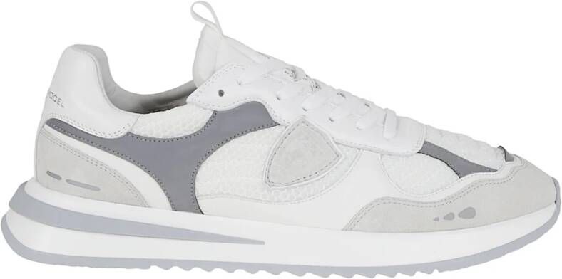 Philippe Model Lage Witte Grijze Sneaker Geborduurd Mesh White Heren