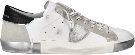 Philippe Model Paris X Sneaker van leer en wit suède met zwarte spoiler Wit