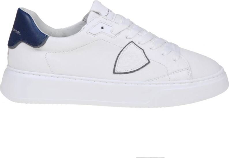 Philippe Model Witte Blauwe Leren Temple Sneakers White Heren