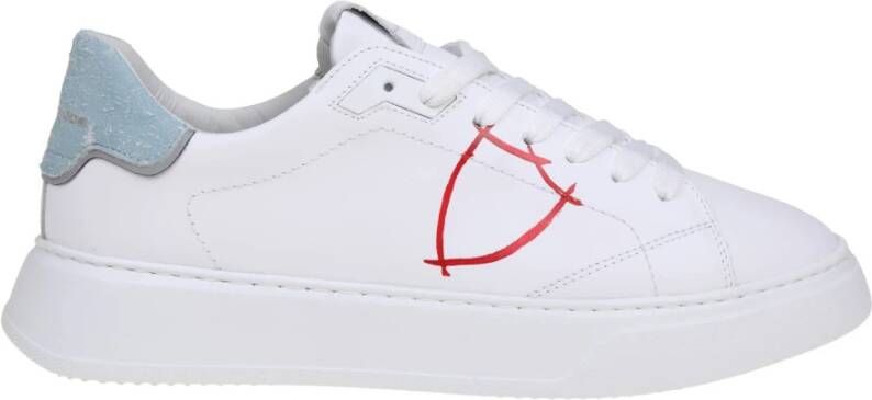Philippe Model Witte Rode Leren Sneakers White Heren