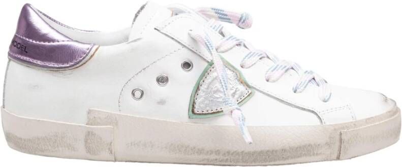 Philippe Model Witte Roze Leren Sneakers Aw25
