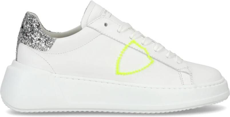 Philippe Model Logo Sneakers met Leren Bovenwerk en Rubberen Zool White Dames