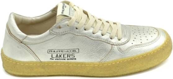 Philippe Model Zilveren Leren Sneakers Lente Zomer