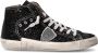 Philippe Model Zwarte Hoge Sneakers Leer Suède Glitter Black Dames - Thumbnail 1