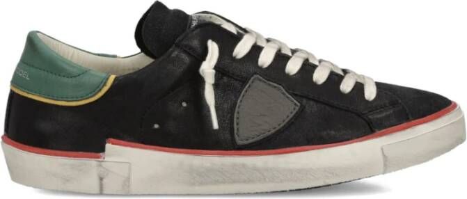 Philippe Model Zwarte Groene Suède Kalf Sneaker
