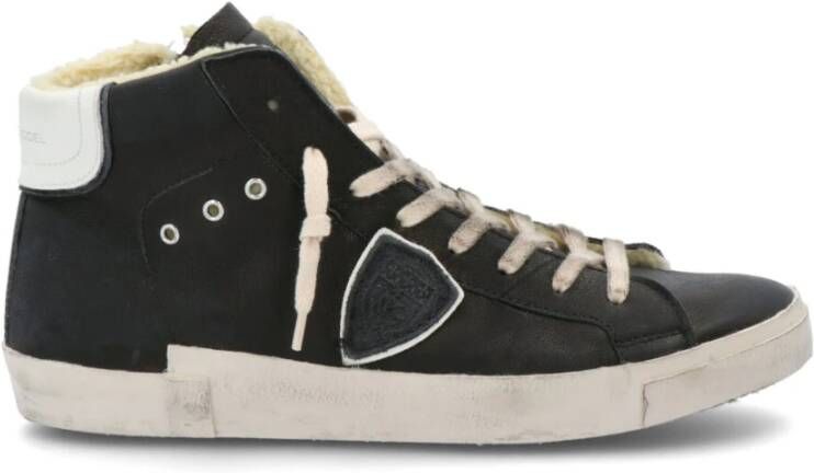 Philippe Model Zwarte High Top Sneakers met Distressed Details Black