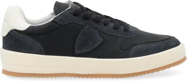 Philippe Model Zwarte Leren Sneaker Nice Suède Details Black Heren