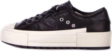 Philippe Model Zwarte Leren Sneakers Logo Zijkant Black Dames