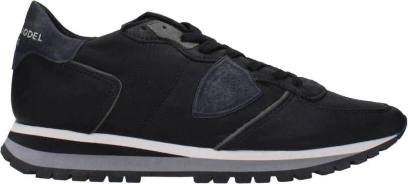 Philippe Model Tropez X Leren Sneakers in Zwart en Grijs Zwart Heren