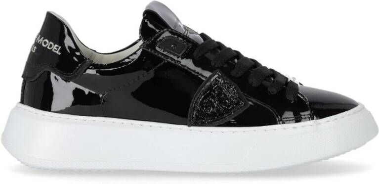 Philippe Model Zwarte Temple Sneakers met Logo Plaque Zwart Dames