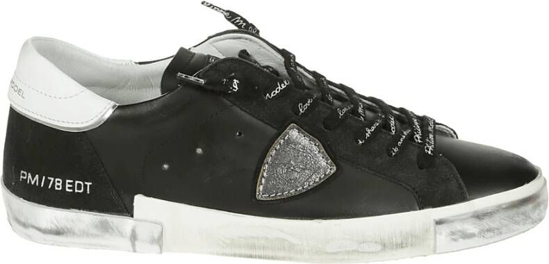 Philippe Model Zwarte en zilveren leren en suède Paris X Sneakers Black - Foto 5