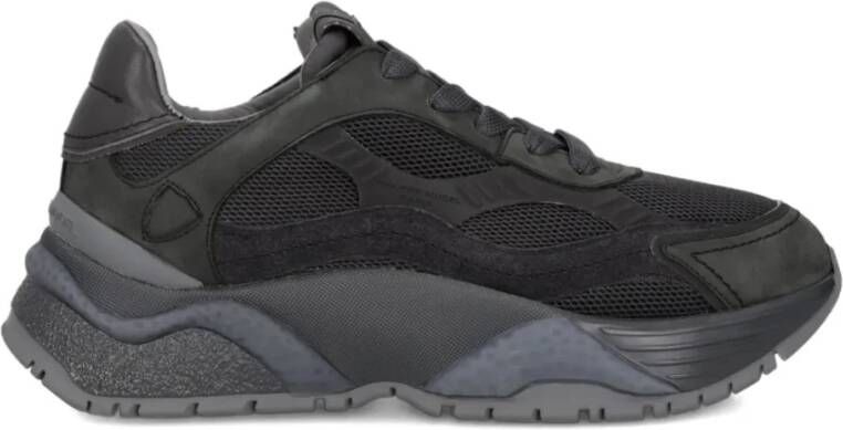 Philippe Model Zwarte Sneakers met Stof en Leer